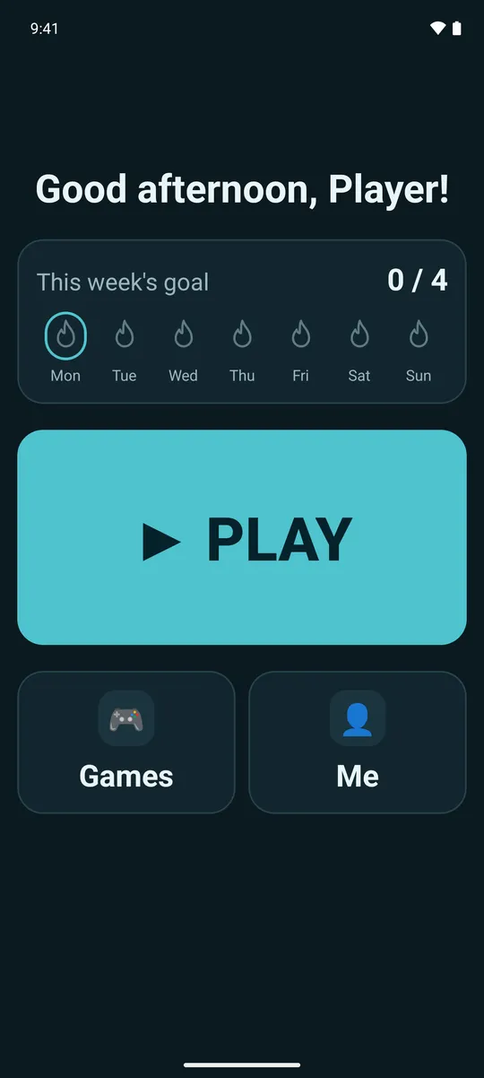 The Simple home screen in the Dark appearance.
