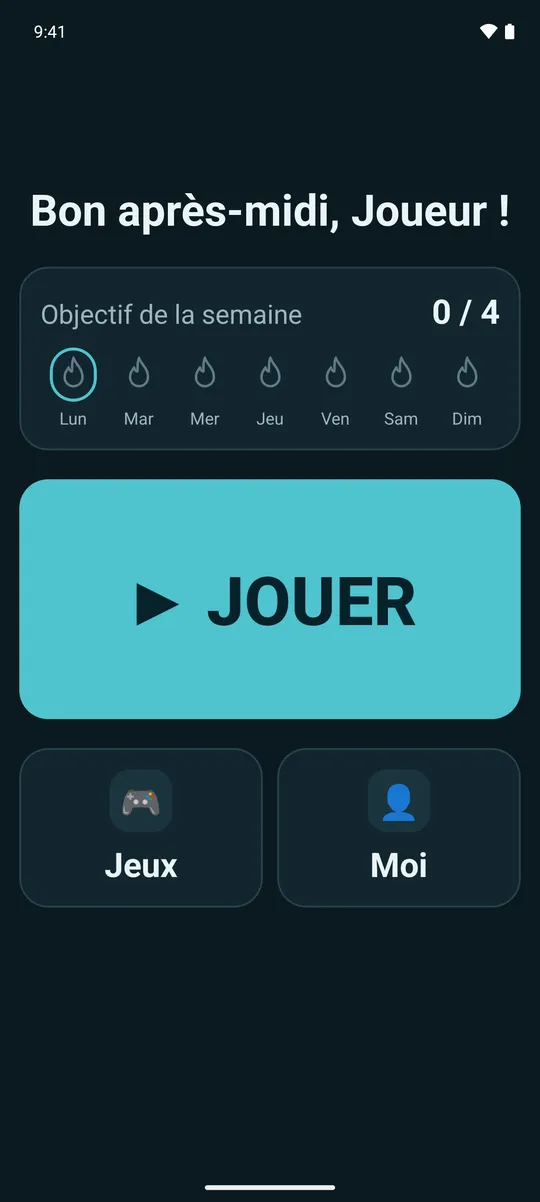 L’écran d’accueil simple avec l’apparence sombre.
